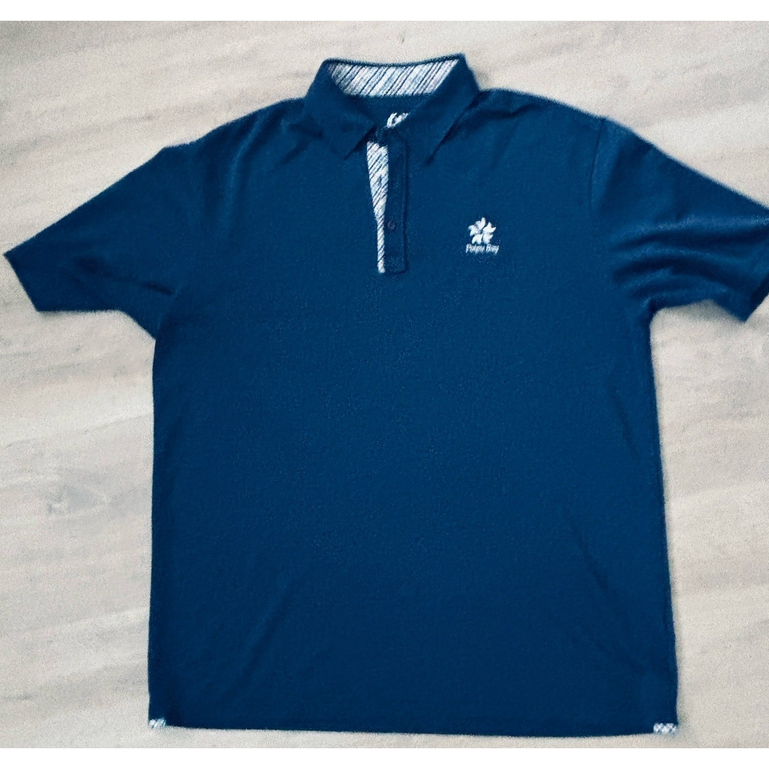 Bugatchi Uomo Polo Shirt Large Blue Multi Colorful Collared Poipu Bay Hawaii